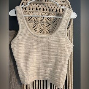 Freshman 1996 Cream Knit Tank Top, Size M, cropped, Boho-Chic/90s